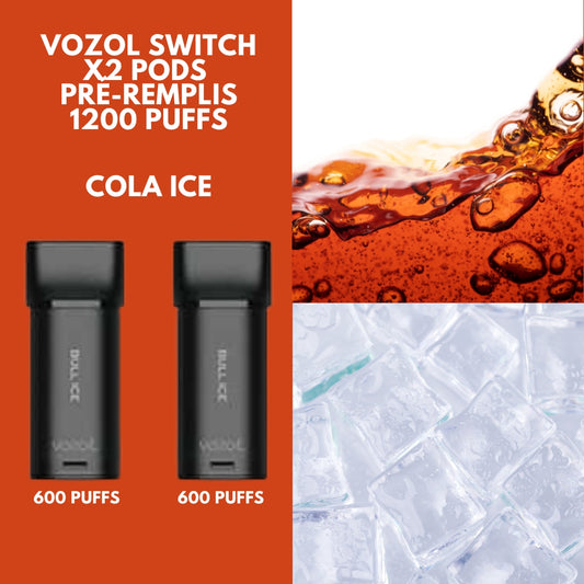 Vozol Switch 600 x2 Pods Pré-remplis COLA ICE