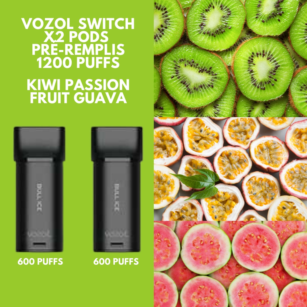 Vozol Switch 600 x2 Pods Pré-remplis Kiwi Passion Fruit Guava