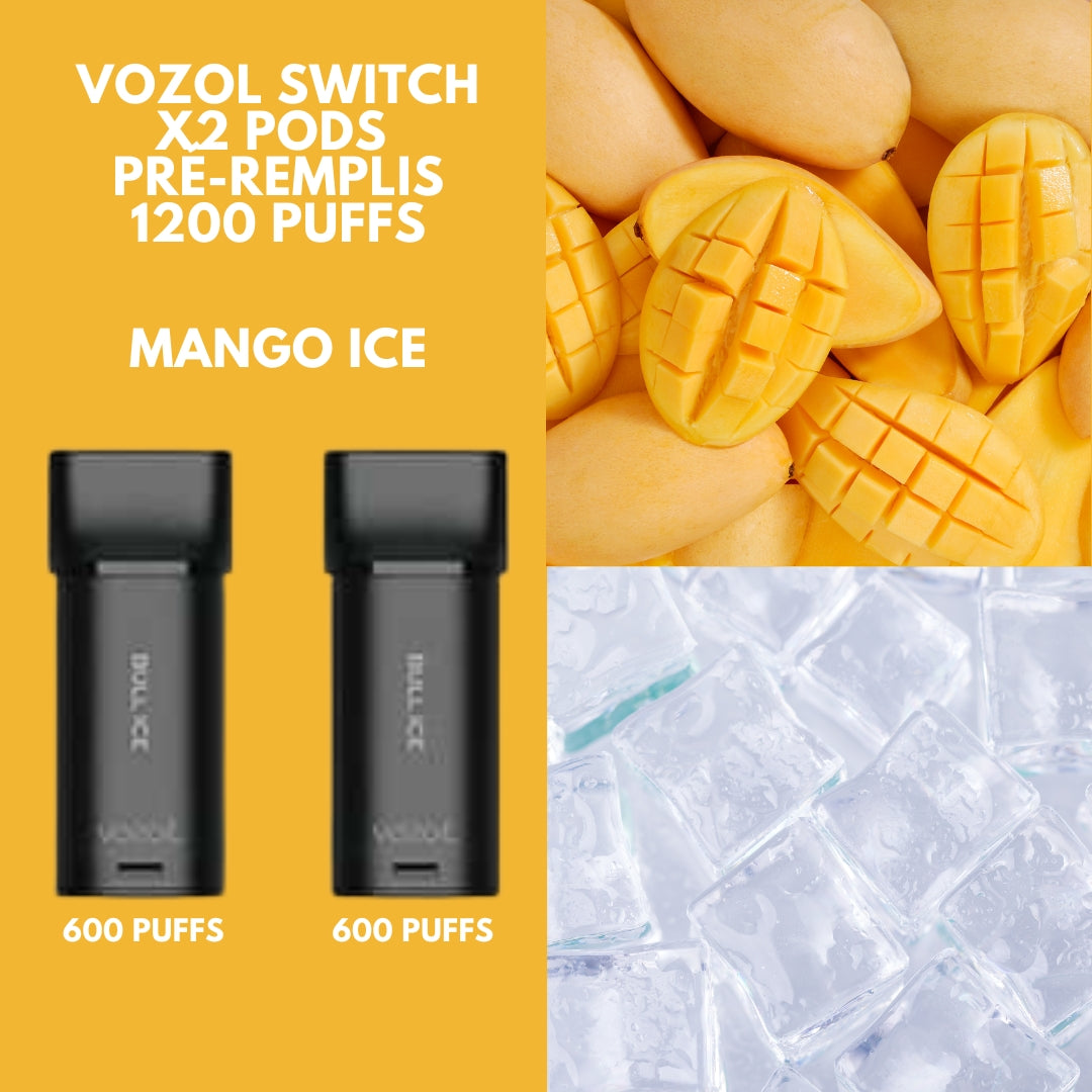 Vozol Switch 600 x2 Pods Pré-remplis Mango Ice